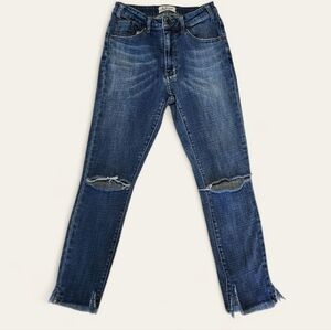 One x One Teaspoon Skinny Jeans High Waist Freebird II Distressed 26 Blue Grunge